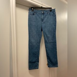 Talbots Simply Flattering Collection Jeans Size 14 Ankle with Anchor Print